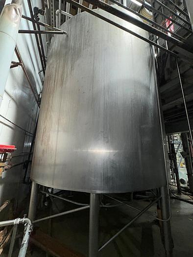 Used Stainless Steel 6,000 Gallon Jacketed & Double Motion Agitated Tank with scraper agitation and center agitation with turbine blade paddles