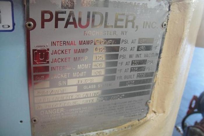 Used 20 gallon Pfaudler Glass-lined Reactor