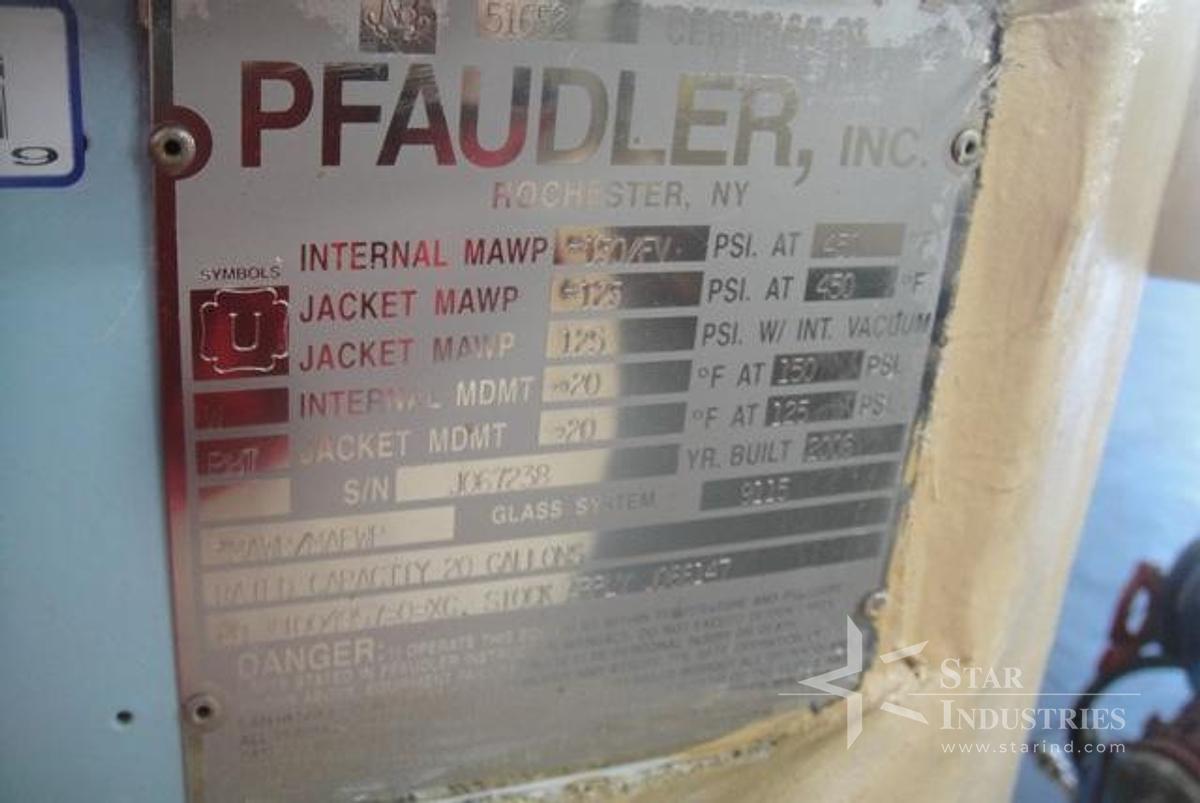 Used 20 gallon Pfaudler Glass-lined Reactor