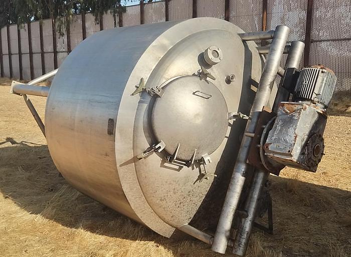 Used Tank, 1,000 Gallon, Stainless Steel, Agitated, Jacketed, DT/DB