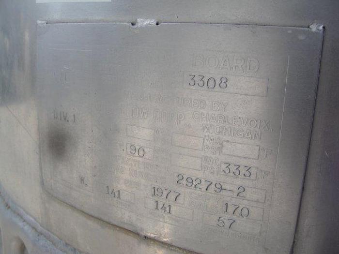 Used 170 gallon Will-Flow s.s. jacketed Tank w/ Scott 25hp Turbon Disperser