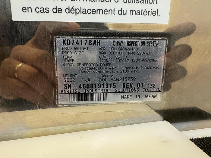 Used Anritsu X-ray Machine w/ rejector station