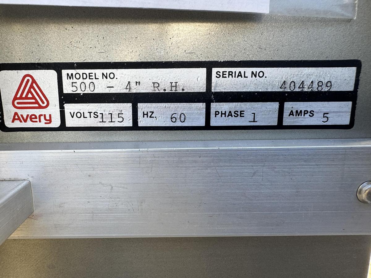 Used Avery Labeler Model 500, 4" right hand