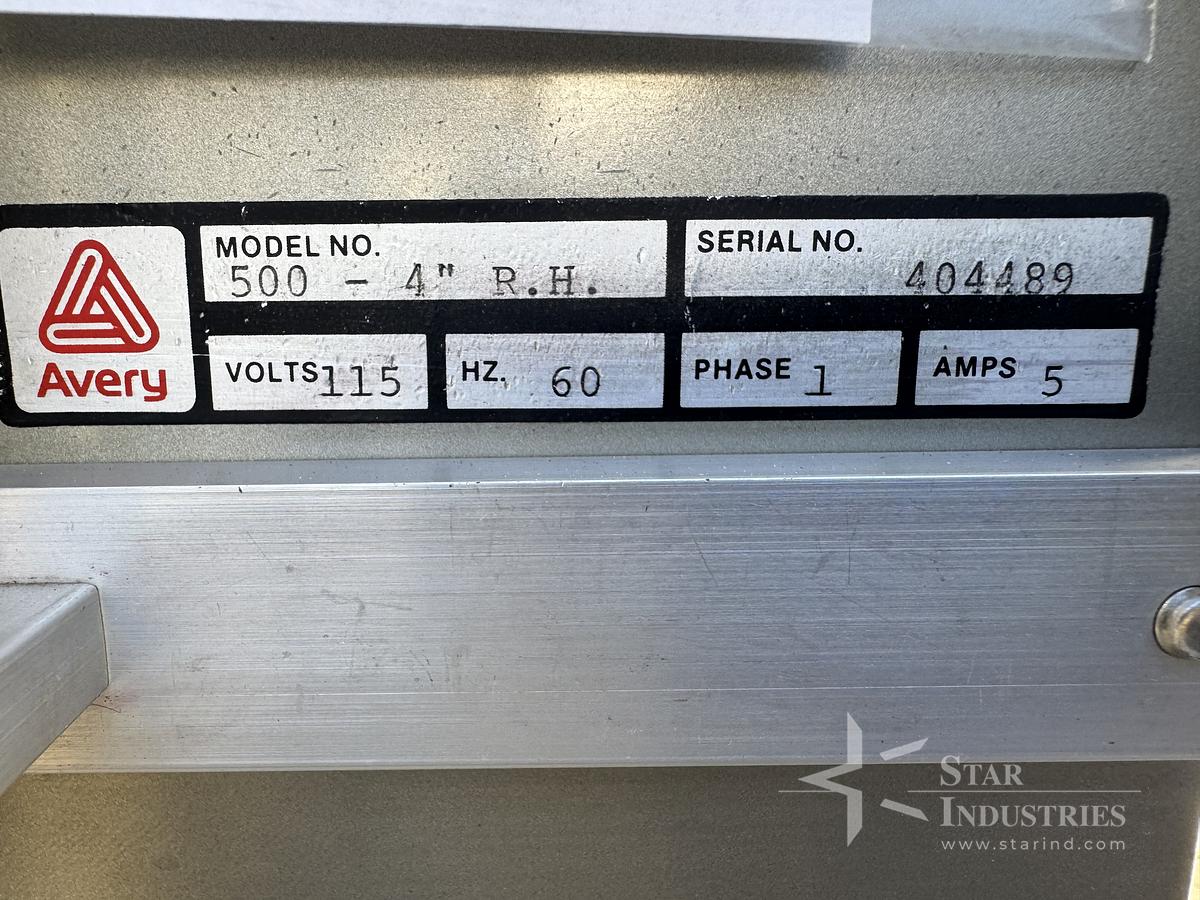Used Avery Labeler Model 500, 4" right hand