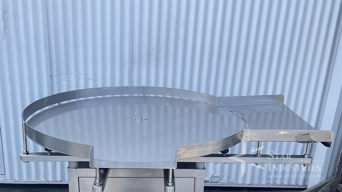 Used Used 48'' Stainless Steel Accumulating Table w/ side discharge, speed control. 115V, 15 amp, 1 phase