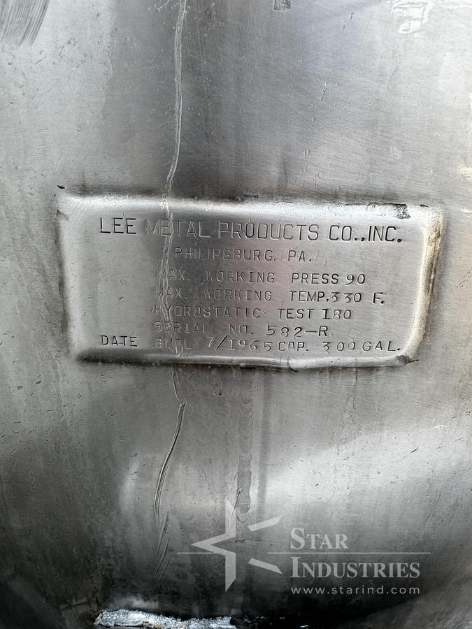 Used 300 gallon Lee Single-motion Swept Jacketed Kettle