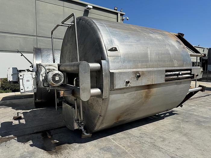 Used Stainless Steel 6,000 Gallon Jacketed & Double Motion Agitated Tank with scraper agitation and center agitation with turbine blade paddles