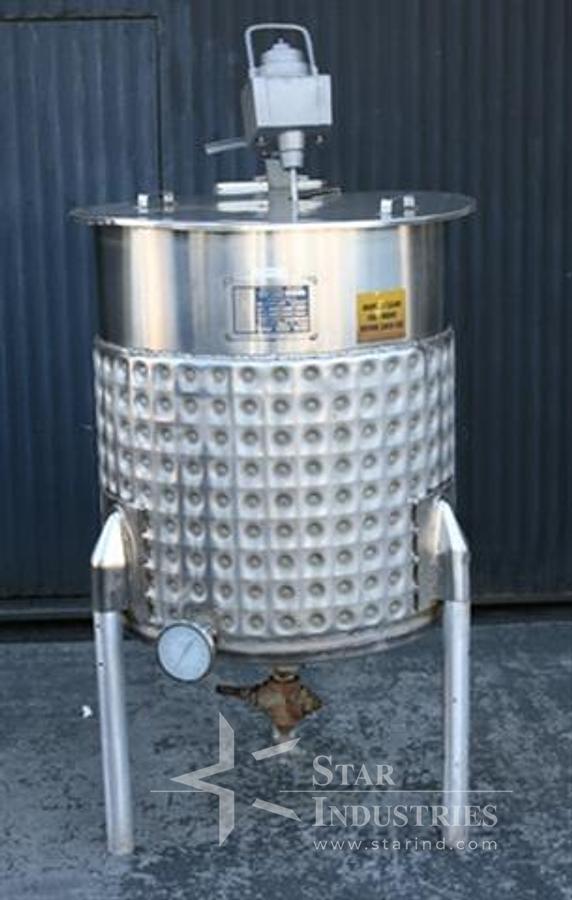 Used 100 gallon Will-Flow Jacketed Tank, w/ pneumatic Mixer