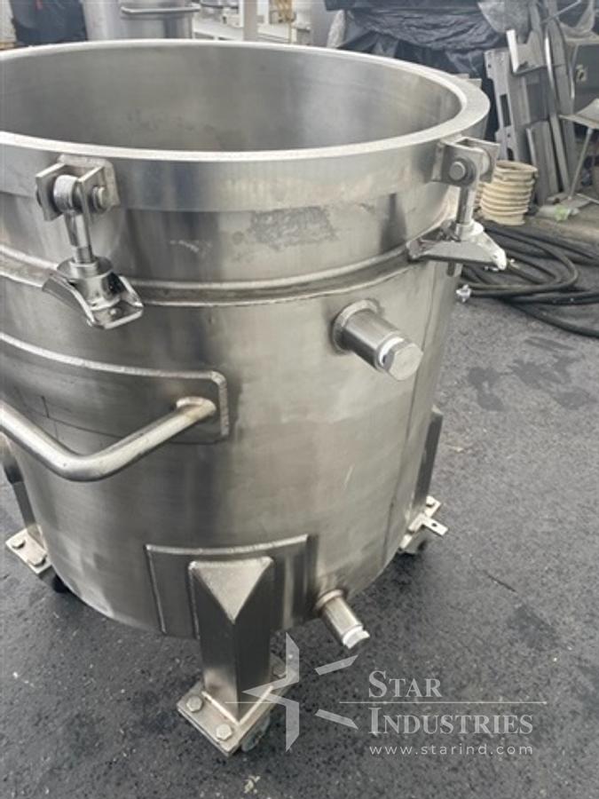 Used 40 gallon Robert's S.S. Jacketed Mix Can, 24" diam. x 24" deep