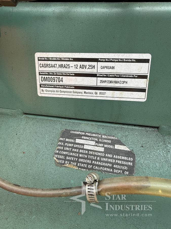 Used Compressor, Commercial, Champion Pneumatic, 25HP