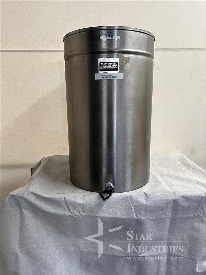 Used 25-Gallon Stainless Steel Container with Outfeed