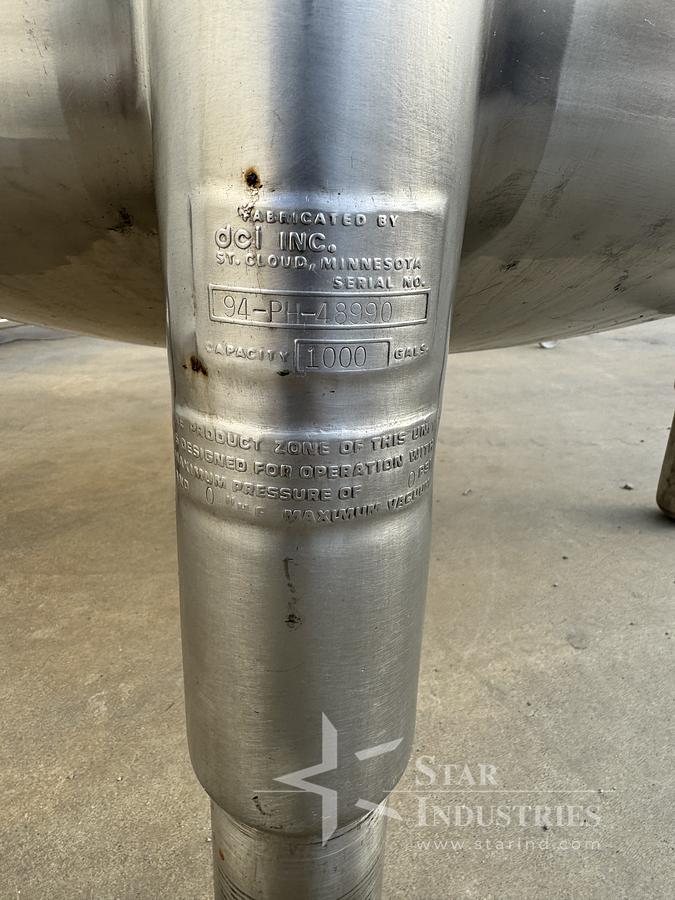 Used 1,000 gallon DCI s.s. Tank