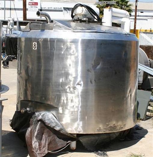 Used 600 gallon Cherry Burrell swept, jacketed Tank