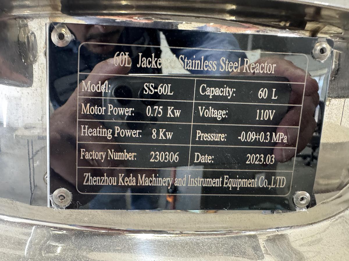 Used Reactor, 60L Jacketed Stainless Steel, SS-60L