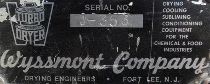 Used K10 WYSSMONT TURBO-DRYER, 304 S/S