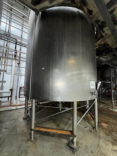 Used Stainless Steel 6,000 Gallon Jacketed & Double Motion Agitated Tank with scraper agitation and center agitation with turbine blade paddles