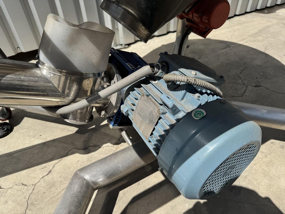 Used Stainless Steel Screw Conveyor, 96'' drop discharge