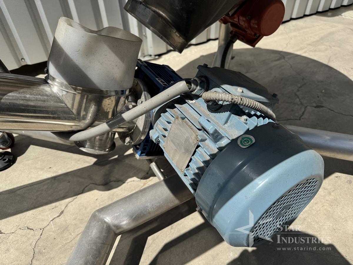 Used Stainless Steel Screw Conveyor, 96'' drop discharge