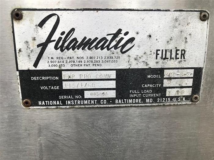 Used Filamatic Three Head Piston Filler With Conveyor