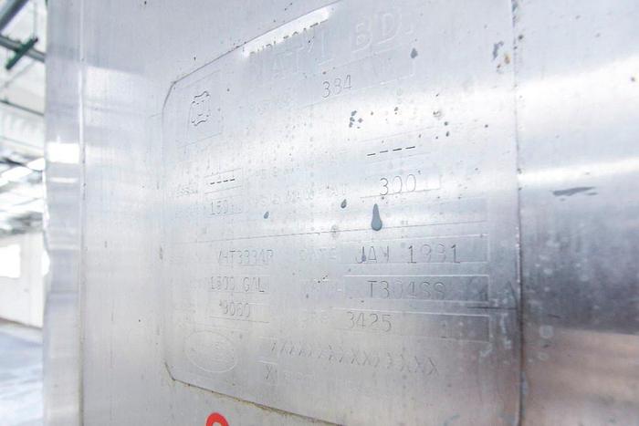 Used 1,500 Gallon Jacketed S.S. Tank
