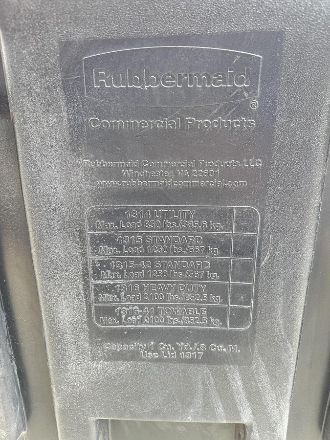 Used RubberMaid Black Plastic Garbage Disposal Bin