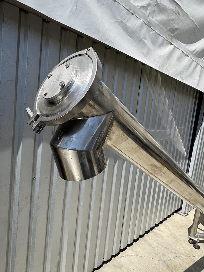 Used Stainless Steel Screw Conveyor, 96'' drop discharge