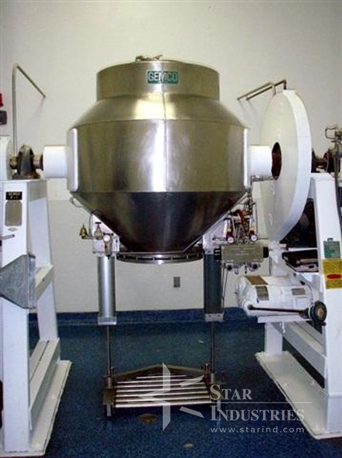 Used Gemco 20 c.f. Double-cone Blender w/ Bar and Loader