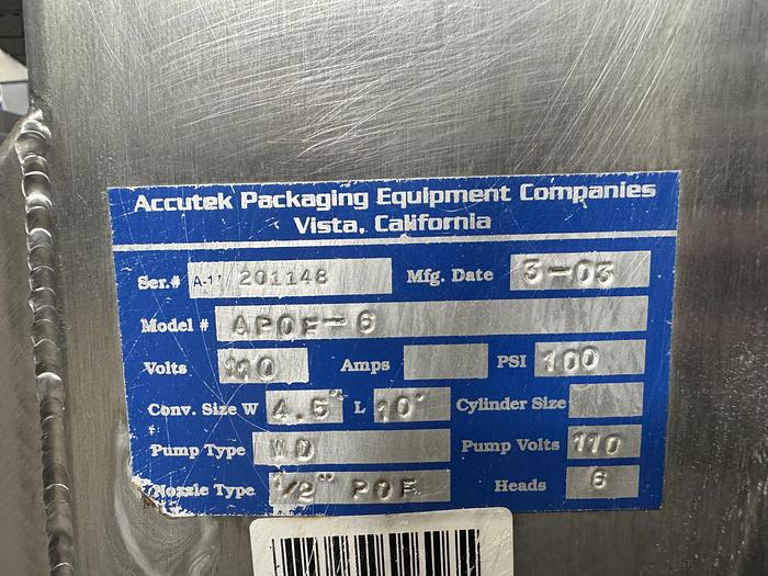 Used Accutek 6 Automatic Overflow Pressure Filler