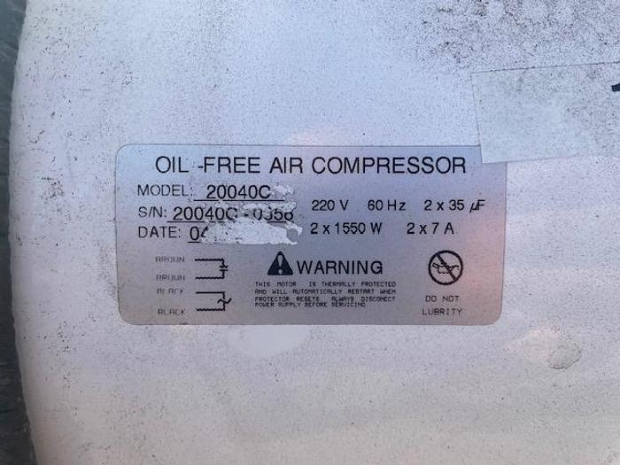 Used California 20 gallon Oil Free Compressor Model 20040C