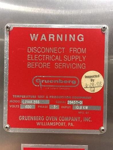 Used Gruenberg L21H8.3SS Batch Oven