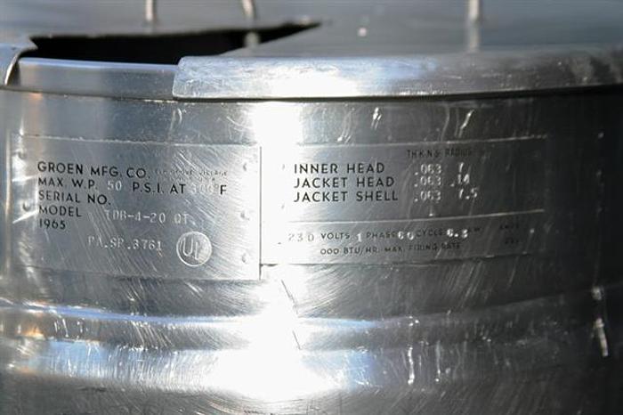 Used Groen TBD-4 20 qt Jacketed Kettle