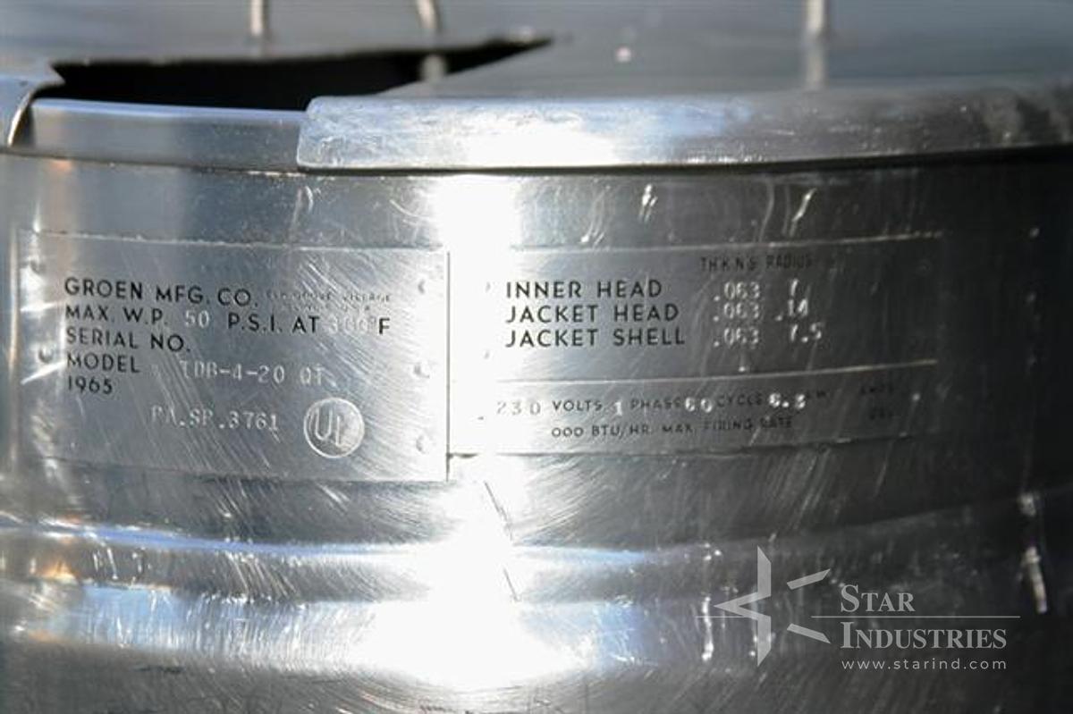 Used Groen TBD-4 20 qt Jacketed Kettle