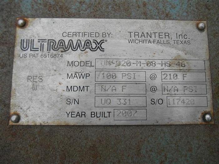 Used 88 SQ FT TRANTER ULTRAMAX HEAT EXCHANGER, S/S