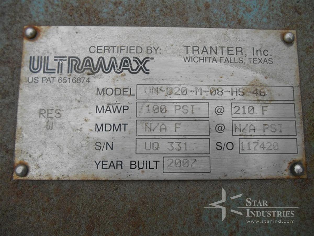 Used 88 SQ FT TRANTER ULTRAMAX HEAT EXCHANGER, S/S