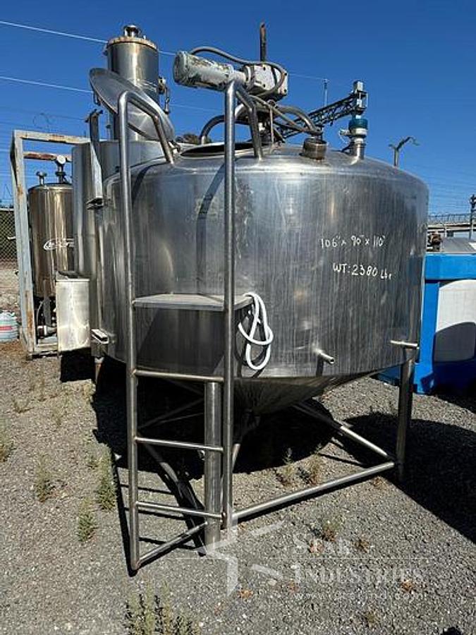 Used Tank, 1,000 Gallon, S/st, Jkt, DCI, Scrape Agit, CB/DT