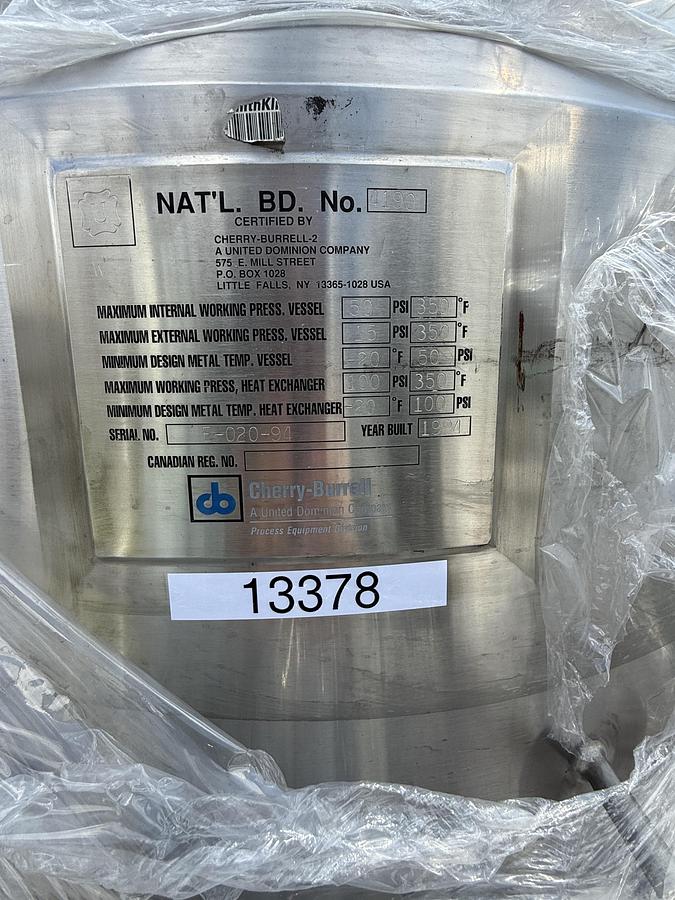 Used Cherry-Burrell Jacketed Process Vessel
