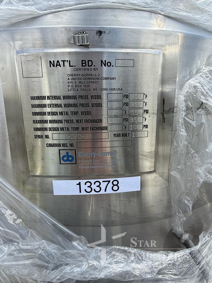 Used Cherry-Burrell Jacketed Process Vessel