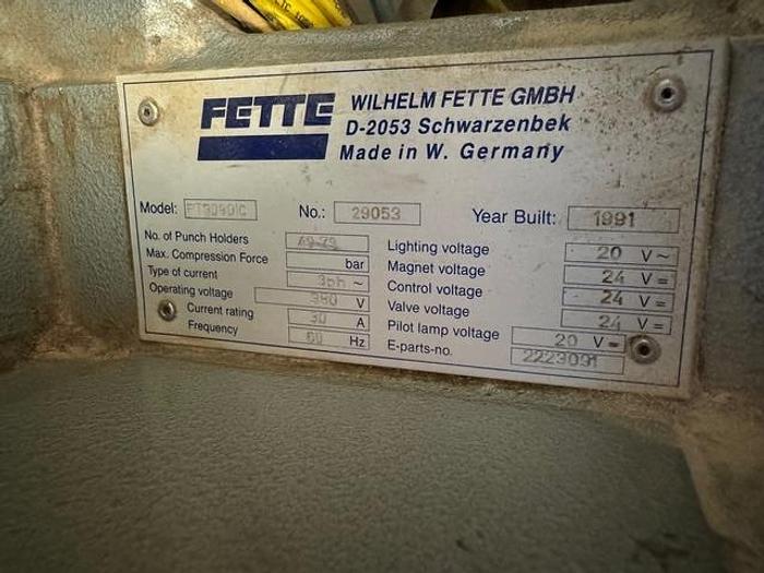 Used Fette 49 Station D-Tooled Tablet Press