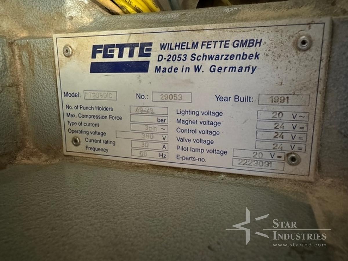 Used Fette 49 Station D-Tooled Tablet Press