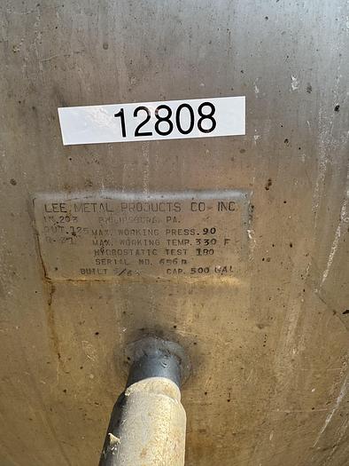 Used Kettle, 500-Gallon, Stainless Steel, Double Motion, Agitated, Lee