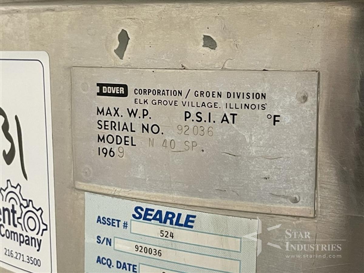 Used 40 gallon Dover kettle, model N 40 SP
