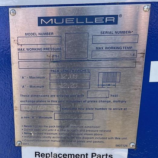 Used Mueller Accu-Therm Model AT40 F20 Plate Heat Exchanger