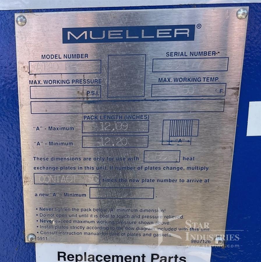 Used Mueller Accu-Therm Model AT40 F20 Plate Heat Exchanger