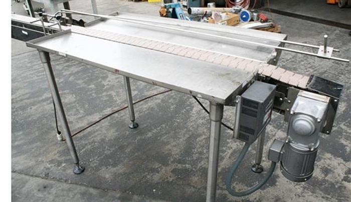 Used Conveyor, 4" x 13', stainless steel, plastic belt, variable speed drive