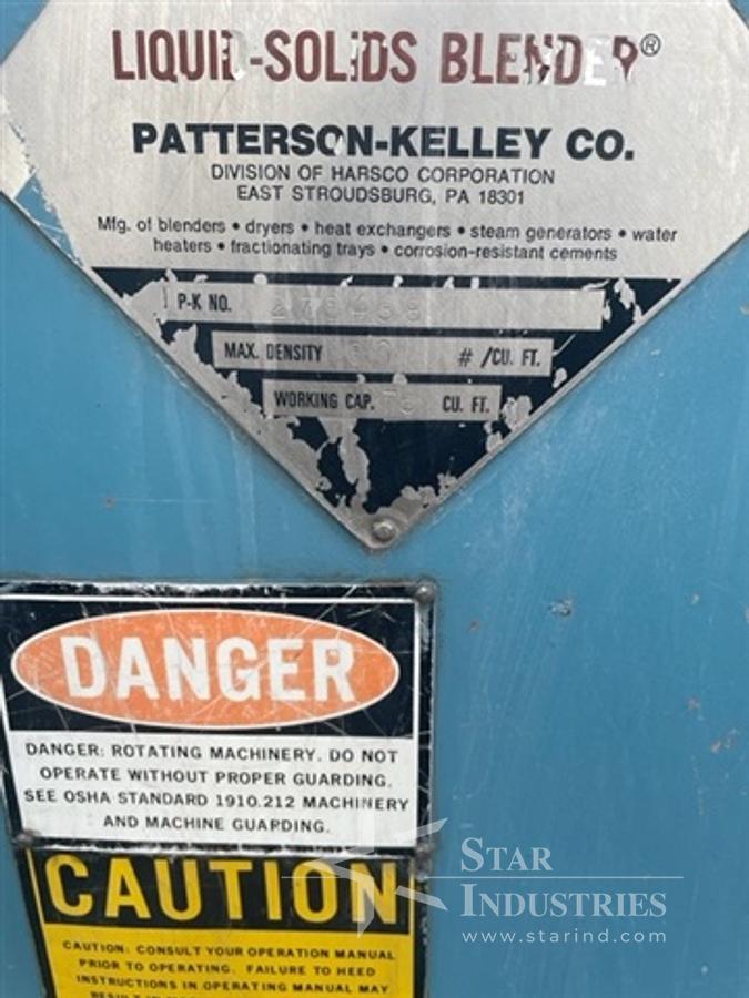 Used 75 c.f. Patterson-Kelley S.S. Twin Shell Liquids-Solids Blender