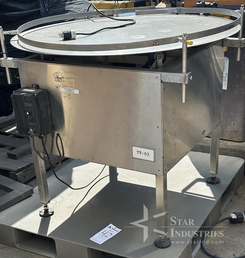 Used 42" Ron Unger S.S Accumulating Table, Penta Drive variable speed controller