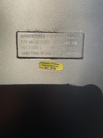 Used ATM Life Sciences 2,000 Liter Tank