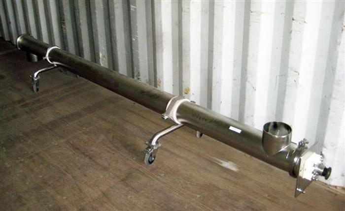 Used Screw Conveyor, 120" x 6", s.s. tube, plastic screw