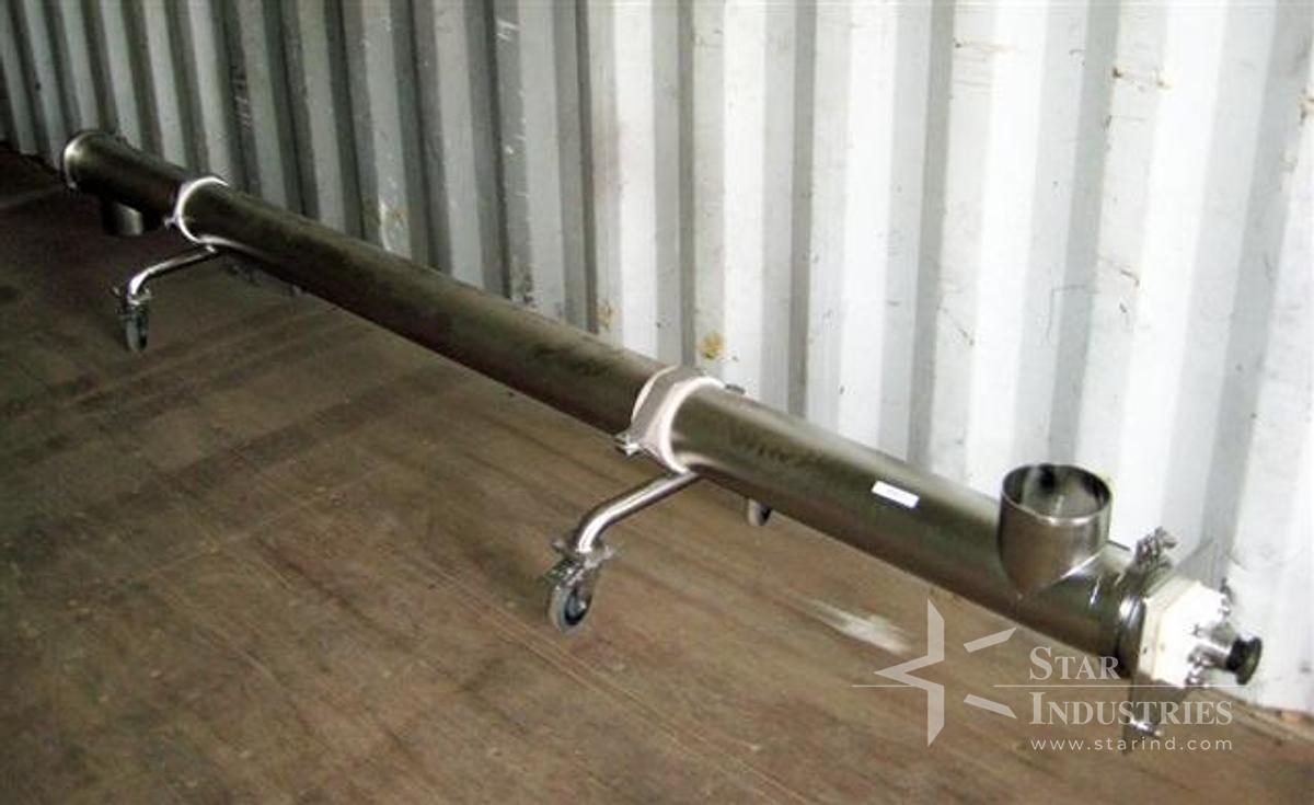 Used Screw Conveyor, 120" x 6", s.s. tube, plastic screw