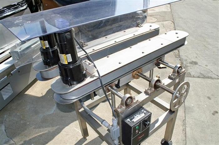 Used Conveyor, 3" x adjustable width, variable speed, beltless